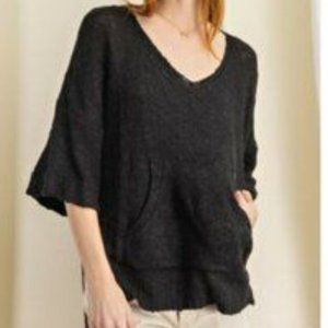 NWT Black Sweater w/ Cuff Sleeves & Pouch Pocket